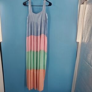 Pastel ruffle multicolor maxi dress